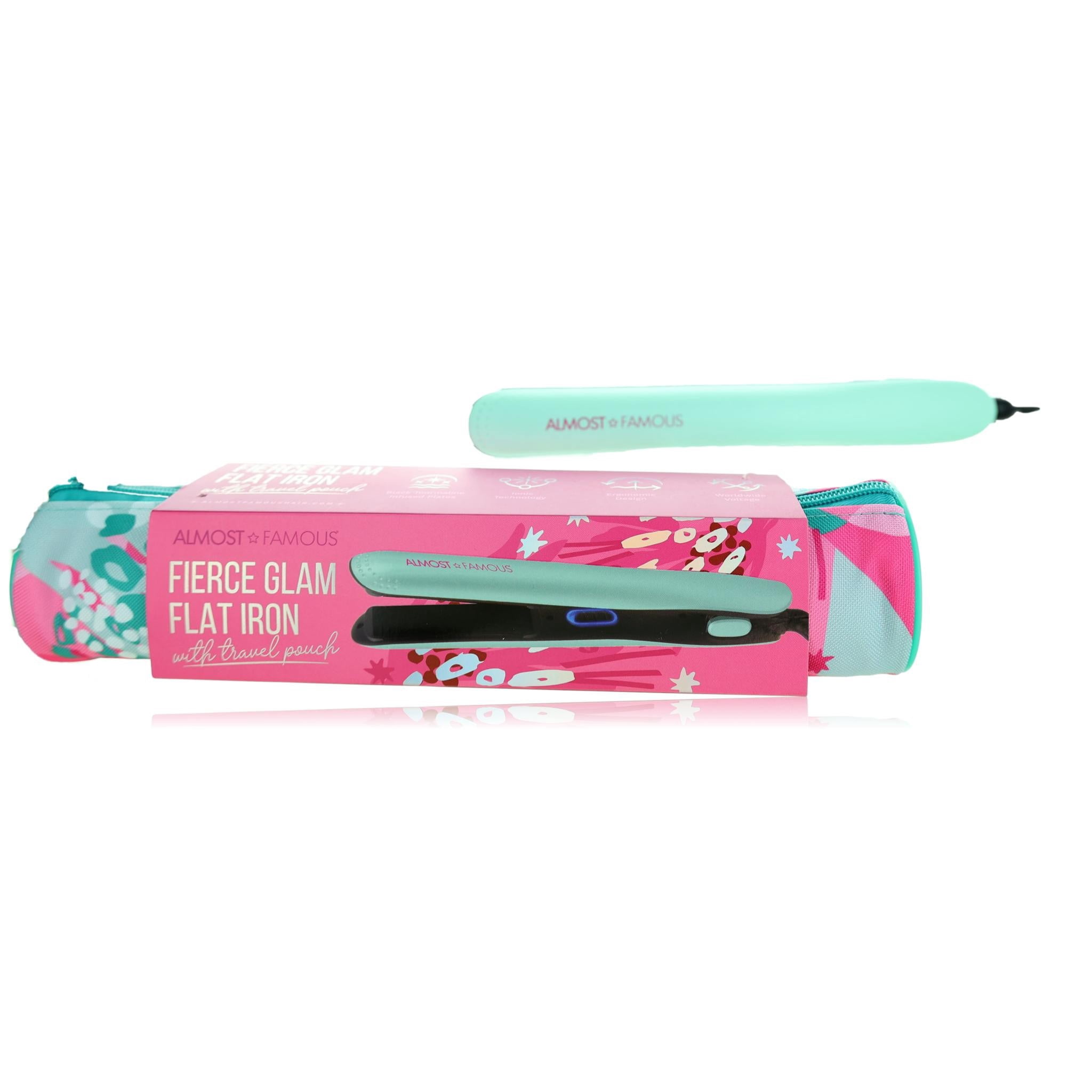 Like New Mini Almost Famous Teal Hair Straightener Flat Iron w Pink Floral Pouch Amazon.com : Almost Famous Tropico Getaway 0.5 inches Mini  main image 4