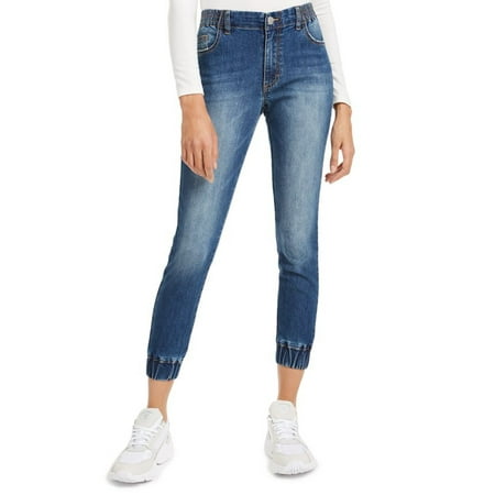 Almost Famous Junior's Denim Joggers Blue Size Large