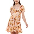 thumbnail image 1 of Almost Famous Junior's Tie Back Peasant Dress Yellow Size X-Large, 1 of 2