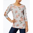 thumbnail image 1 of Almost Famous Juniors Cutout Sleeve Tunic Heather Grey Floral S, 1 of 1