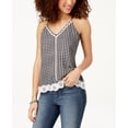 thumbnail image 1 of Almost Famous Juniors Gingham Crochet Tank Top Black White Gingham M, 1 of 1