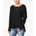 thumbnail image 1 of Almost Famous Juniors Lace Up High Low Sweater Black S, 1 of 1