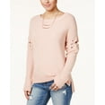 thumbnail image 1 of Almost Famous Juniors Lace Up High Low Sweater Light Dusty Rose XL, 1 of 1