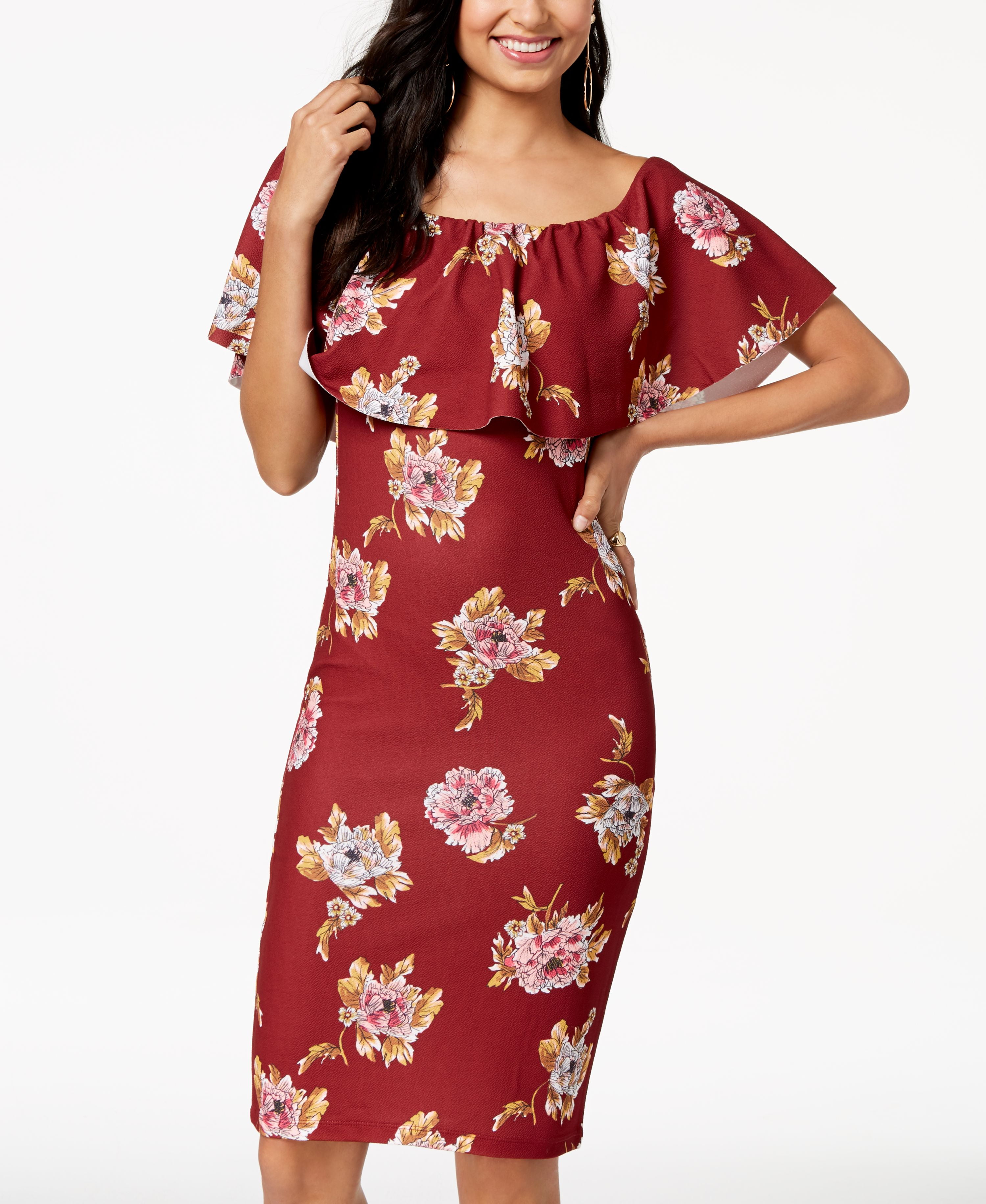 almost famous clothing dresses Juniors' Funnel Neck Midi Dress The rich magenta hue commands attention while the midi length offers timeless sophistication Almost Famous Women's Black XL