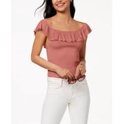 Almost Famous Juniors Ruffle Smocked Crop Top Clay L