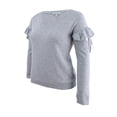 thumbnail image 1 of Almost Famous Juniors' Ruffled Sweater (L, Light Heat), 1 of 2