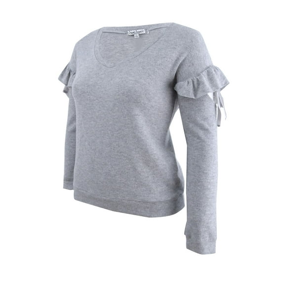 Almost Famous Juniors' Ruffled Sweater (L, Light Heat)