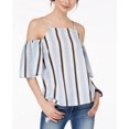 thumbnail image 1 of Almost Famous Juniors Striped Cold Shoulder Top Blue White M, 1 of 1