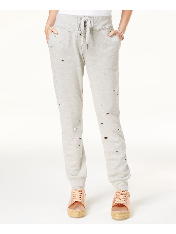 Lace-Up Ripped Jogger Pants Juniors pants MSRP $30 Gray L