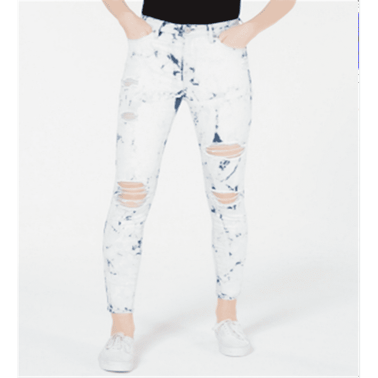 Almost Famous Women's Destructed High Rise Skinny Jeans Blue Size