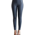 thumbnail image 1 of Almost Famous Womens Coated High Rise Casual Leggings, Blue, Juniors, 5, 1 of 1
