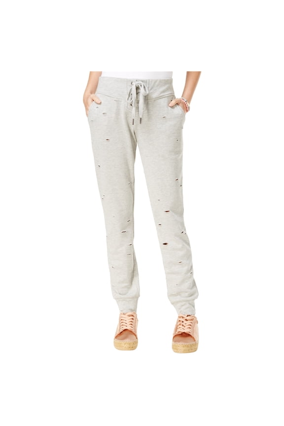 Womens Ripped Casual Jogger Pants, Grey, X-Small