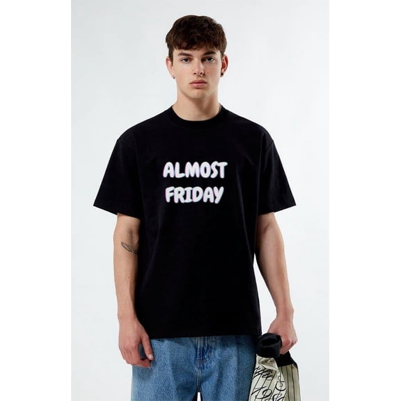 Almost Friday T-Shirt – Weekend Vibes Trippy Edition, for men & women, up to size 5XL. Tee shirt Adults