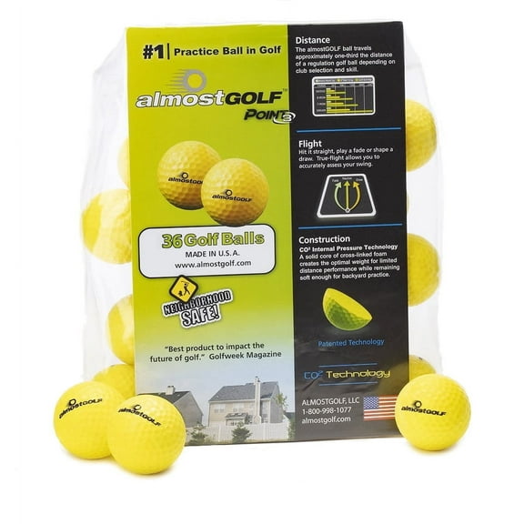 Almost Golf P3 Limited Flight Practice Golf Balls, Yellow, 36 Pack