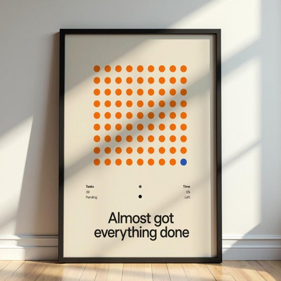 Almost Got Everything Done Office Wall Art Productivity Print Minimalist Workplace Decor, Unframed Paper Print