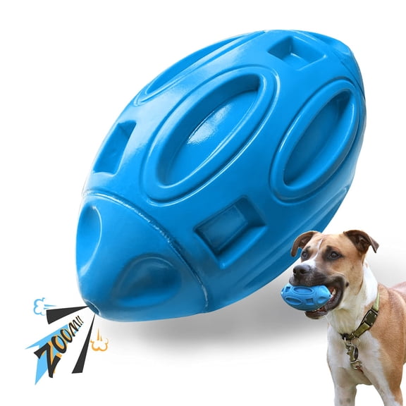 Almost Indestructible Dog Chew Toys for Aggressive Chewers, Durable Rubber Squeaky Ball for Medium and Large Breed Dogs, Interactive Puppy Chew Toy with Squeaker to Satisfy Natural Instincts, Blue