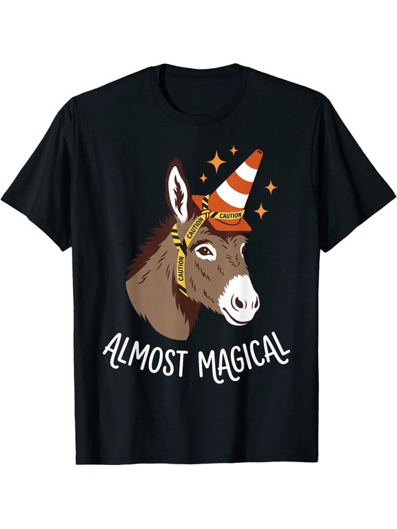 Almost Magical Funny Donkey Unicorn Traffic Cone T-Shirt