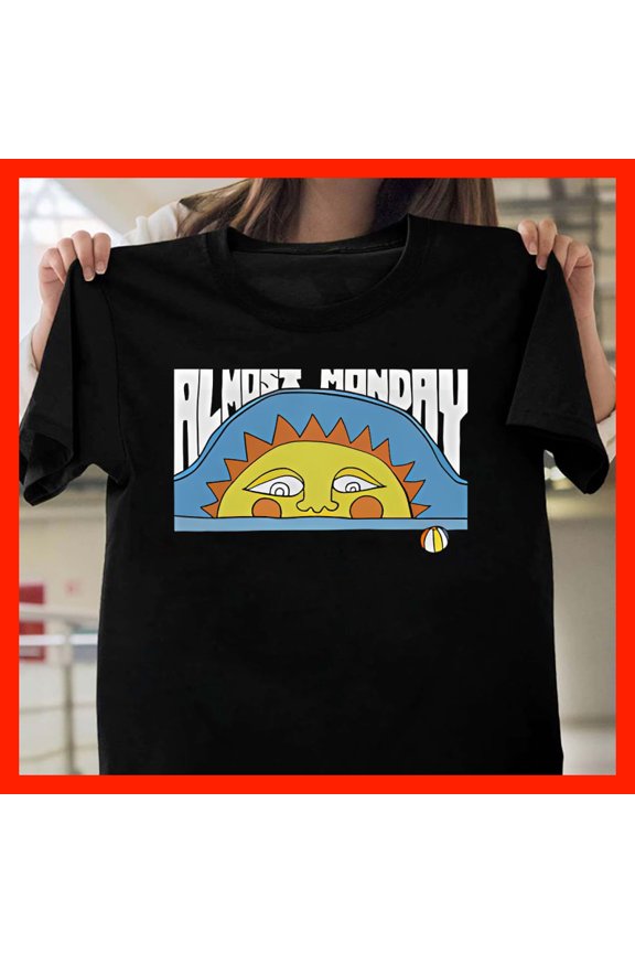 Almost Monday Sun T-Shirt Funny Weekend Vibes Retro Graphic Tee Casual Comfort Shirt T2042, Softstyle for Unisex, Inclusive Sizing to 5XL