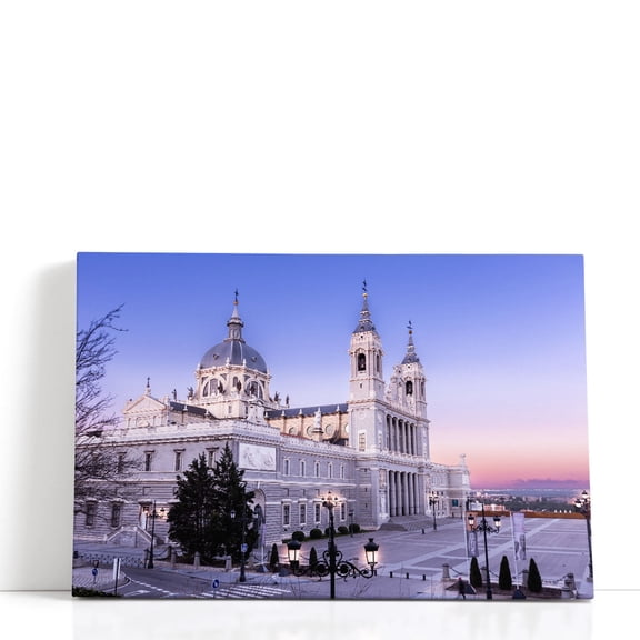 Almudena Cathedral in Madrid Spain During Sunrise - Wrapped Canvas Print Wall Art | 60" W x 40" H