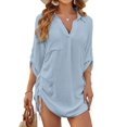 thumbnail image 1 of Almusen Beach Cover up for Women Bikini Swimsuit Bathing Suit Cover up Drawstring Shirt Dress, 1 of 5