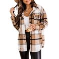 thumbnail image 1 of Almusen Flannel Shirts for Women Plaid Jacket Long Sleeve Shacket Button Down Fall Coats, 1 of 4