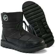 Almusen Women Snow Boots Winter Warm Faux Fur Waterproof Lace-up Ankle Booties