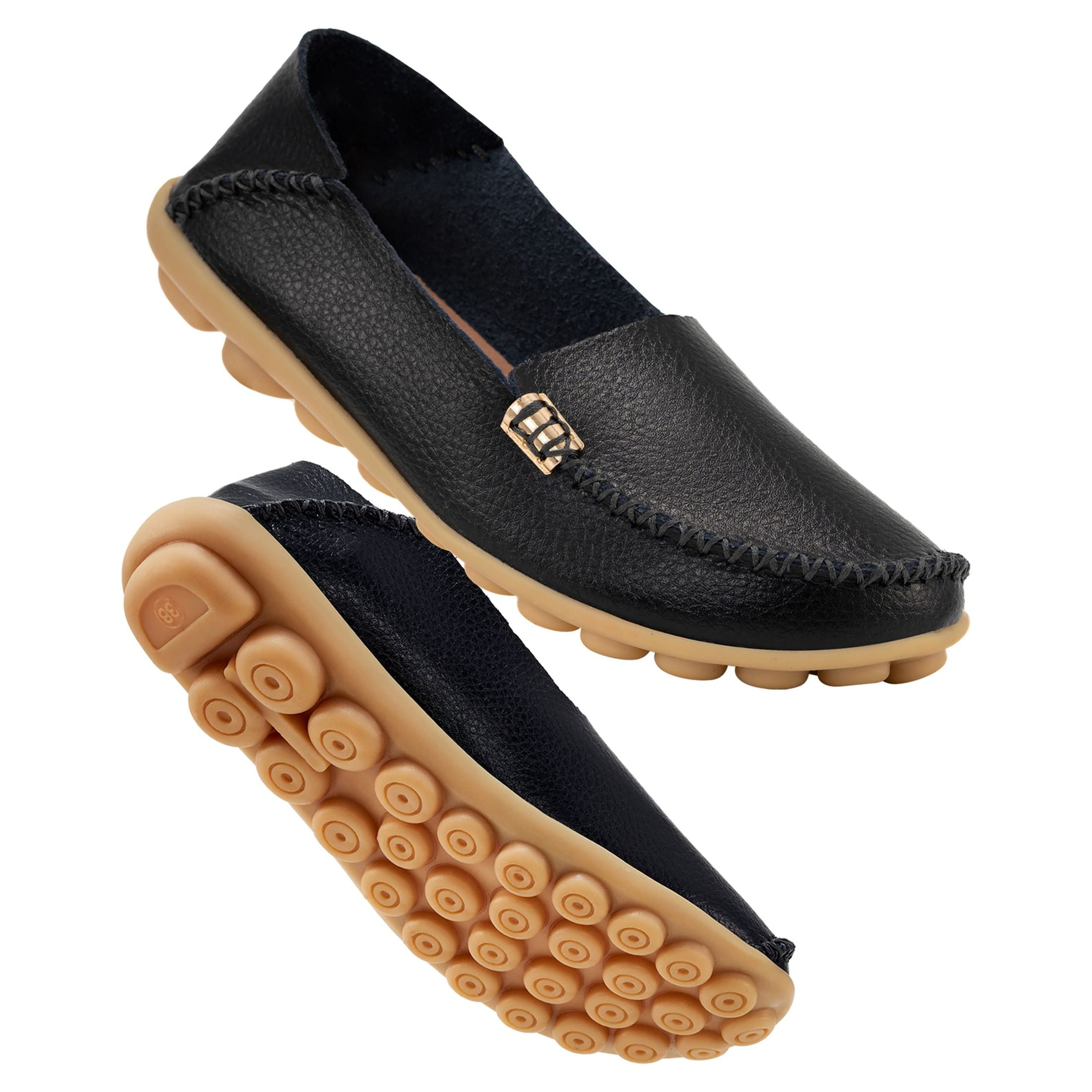 Women Bit Loafers Pure Leather Ladies Slip On Casual Girls Shoes main image 0