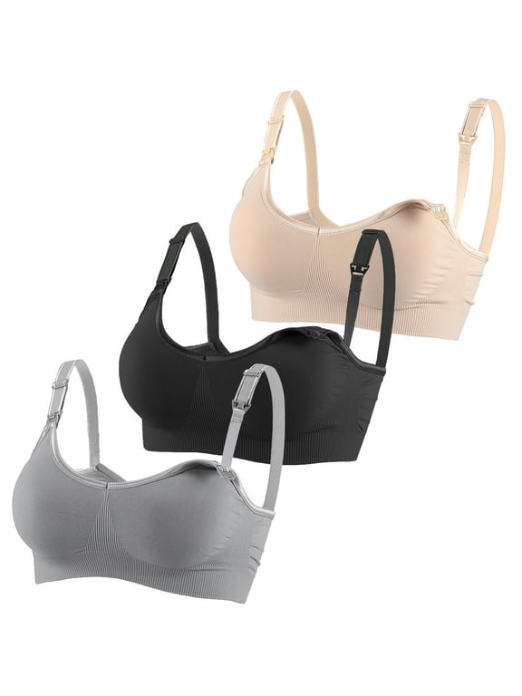 Womens Maternity Nursing Bra for Breastfeeding Comfortable Pregnant Sleep Bralette Pack of 3