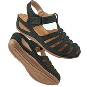Almusen Womens Sandals Closed Toe Ankle Strap Comfort Summer Flats Sandal