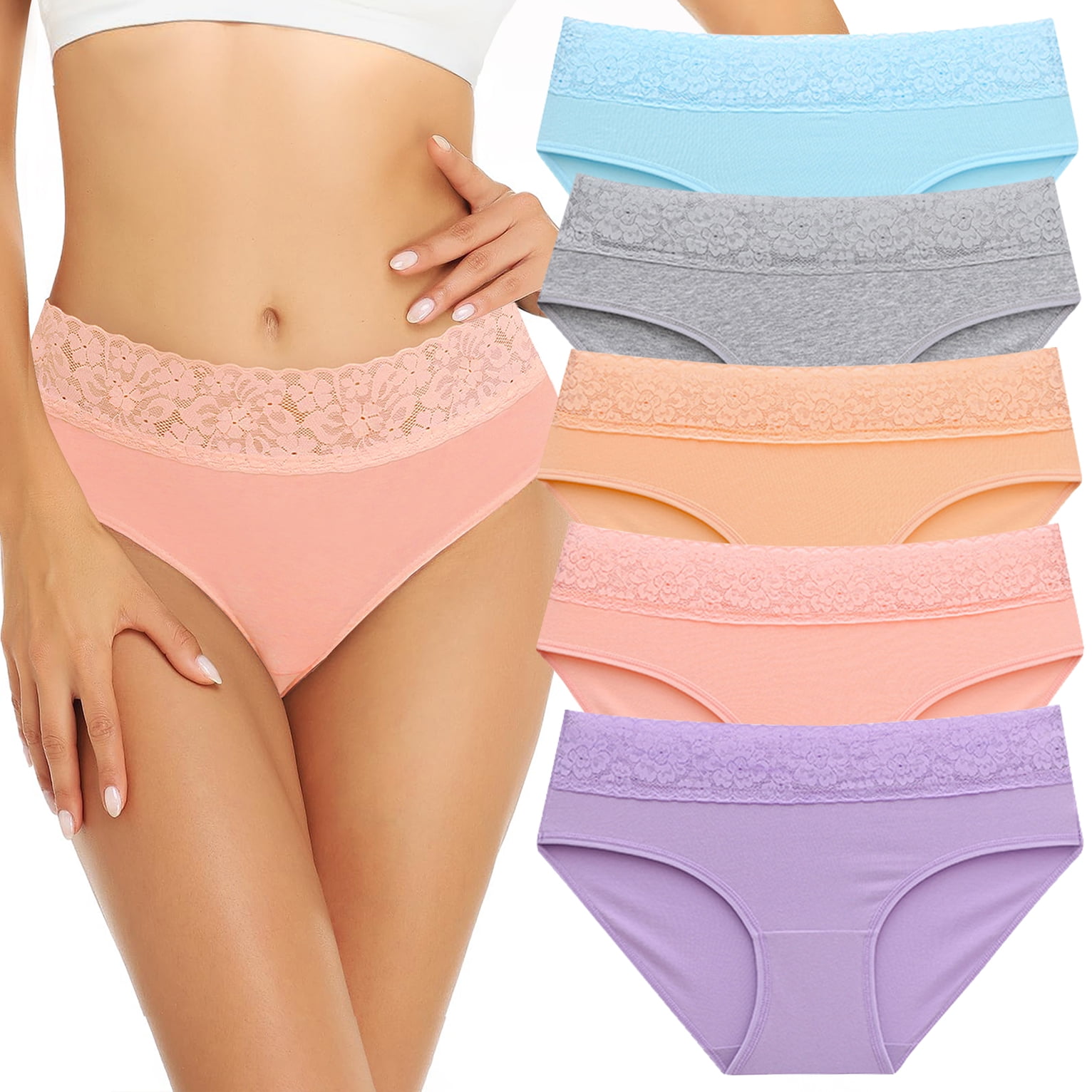 Almusen Womens Underwear Cotton Bikini 5 Pack Lace Hipster Ladies almusen-womens-underwear-cotton-bikini-5-pack-lace-hipster-ladies