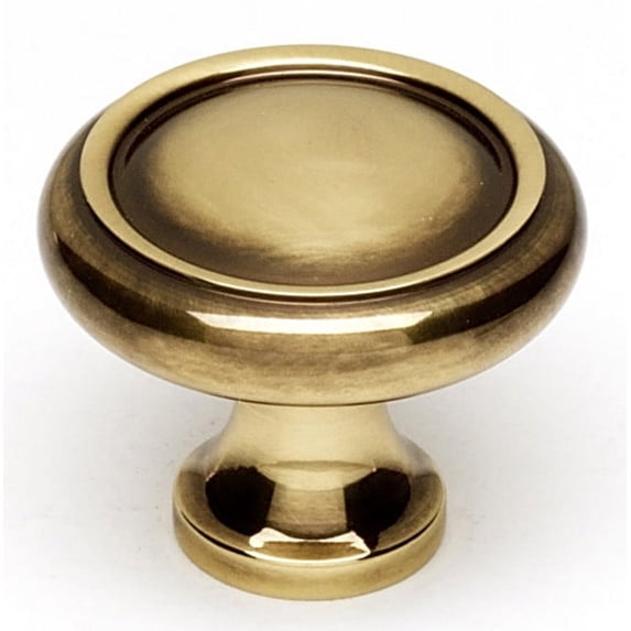 Alno A1150 Knobs 1" Ringed Round Solid Brass Mushroom Cabinet Knob / Drawer Knob -