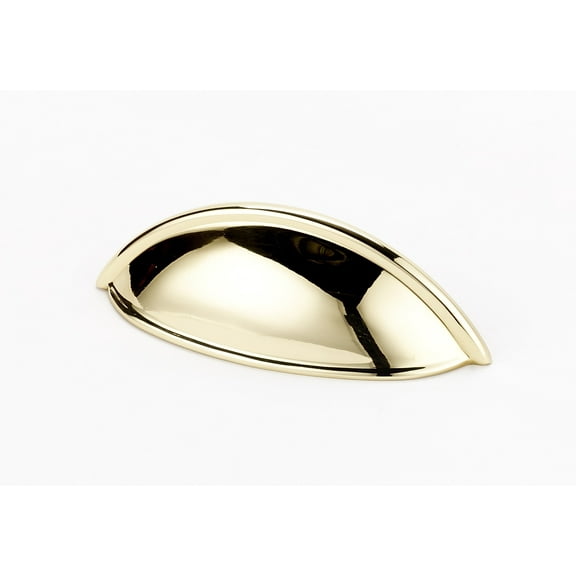 Alno A1355-PB/NL Contemporary Solid Brass 3.5" Center To Center Smooth Shell Cabinet Cup