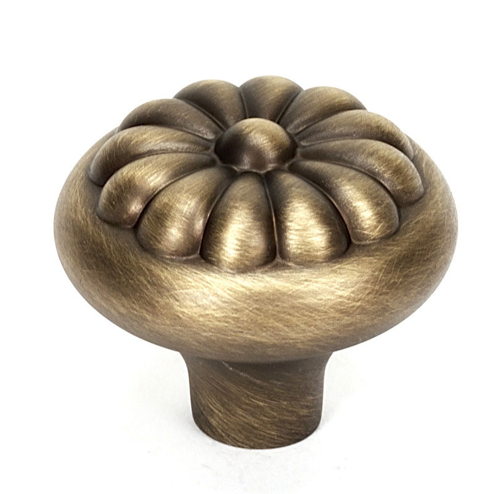 Alno A1452-AEM Bella 1-1/2" Round Embossed Flower Solid Brass Mushroom Cabinet Knob /
