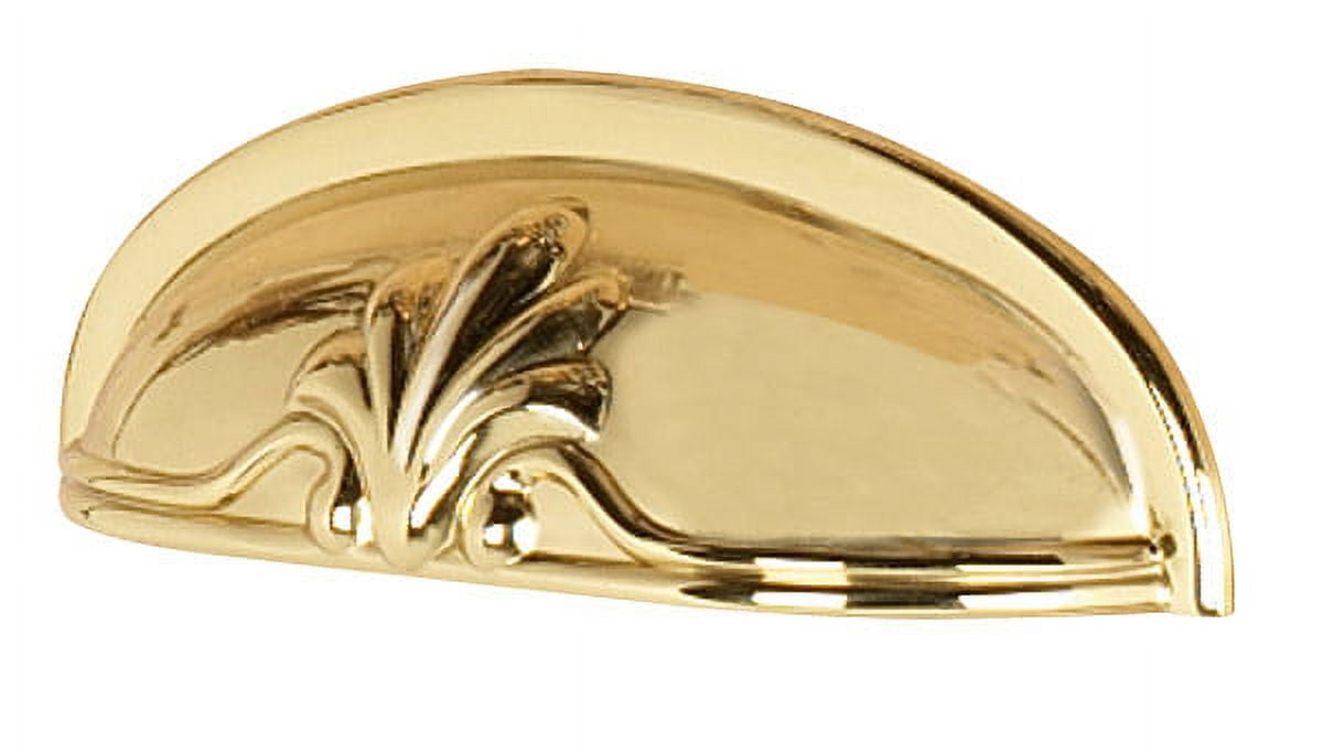 Alno A1459-PB/NL Bella 3" Center To Center Filigree Shell Solid Brass Cabinet Cup Handle /