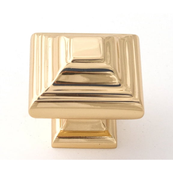 Alno A1525 Geometric 1-1/4" Tiered Square Solid Brass Cabinet Knob / Drawer Knob - Brass