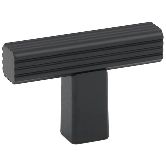 Alno A2905-MB Quadrato 1-3/4" Grooved Square T Bar Cabinet Knob / Drawer Knob - Black