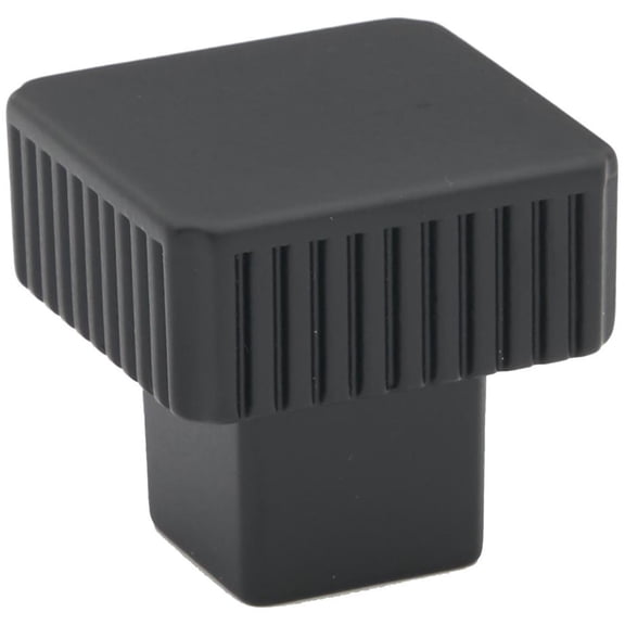 Alno A2955-MB Quadrato 1-1/4" Grooved Square Cabinet Knob / Drawer Knob - Black