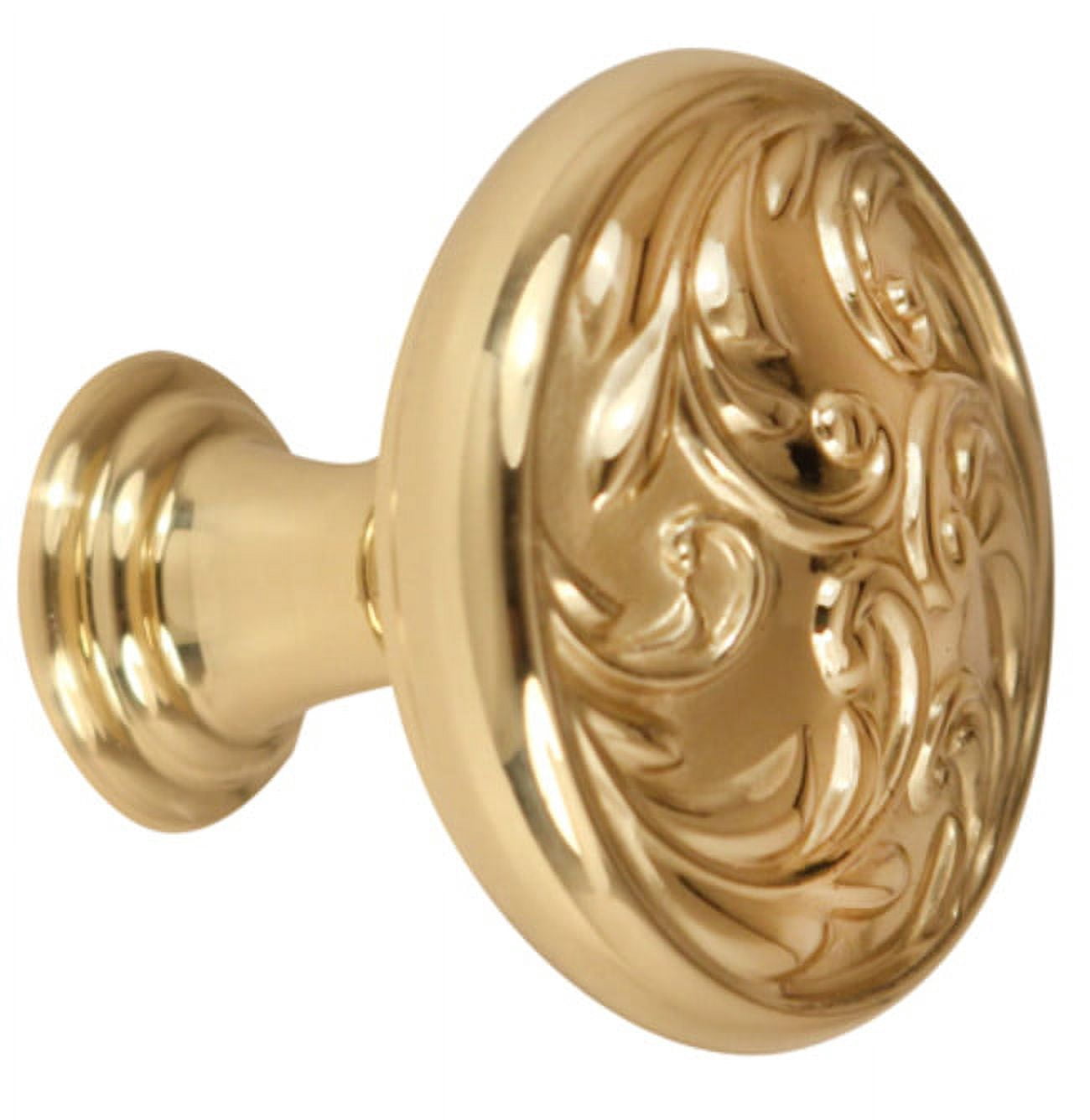 Alno A3651-38-PB/NL Ornate 1-1/2" Round Scrolled Edge Solid Brass Mushroom Cabinet Knob /