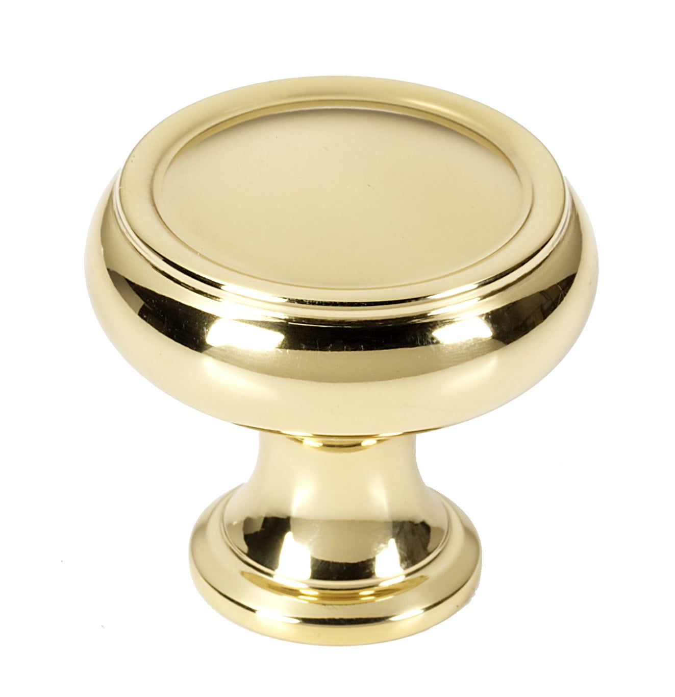 Polished Brass Round Cabinet Knob with Mounting Hardware