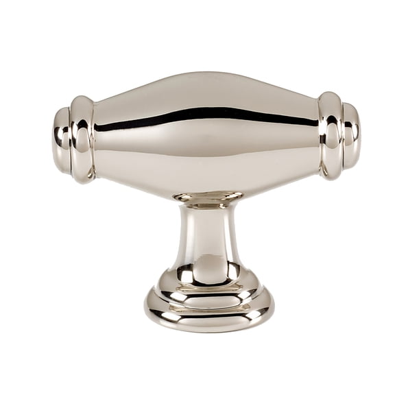 Alno A626-PN Charlies 1-3/4" Solid Brass "T" Bar Football Cabinet Knob / Drawer Knob -