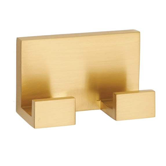 Alno A6484-SB Linear 3" Wide Solid Brass Modern Double Bathroom Robe Towel Hook - Brass