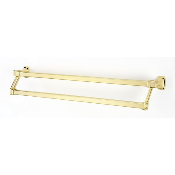 Alno A6525-25 Cube 25" Wide Double Rod Solid Brass Bathroom Towel Bar - Brass