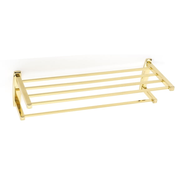 Alno A6526-24-PB/NL Cube Modern 26" W Solid Brass Towel Rack - Brass