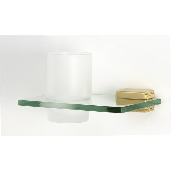 Alno A6570 Cube Wall Mounted Frosted Glass Tumbler - Brass