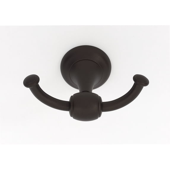 Alno A6684-CHBRZ Royale 4-1/2" W Transitional Double Prong Solid Brass Bathroom Robe Towel
