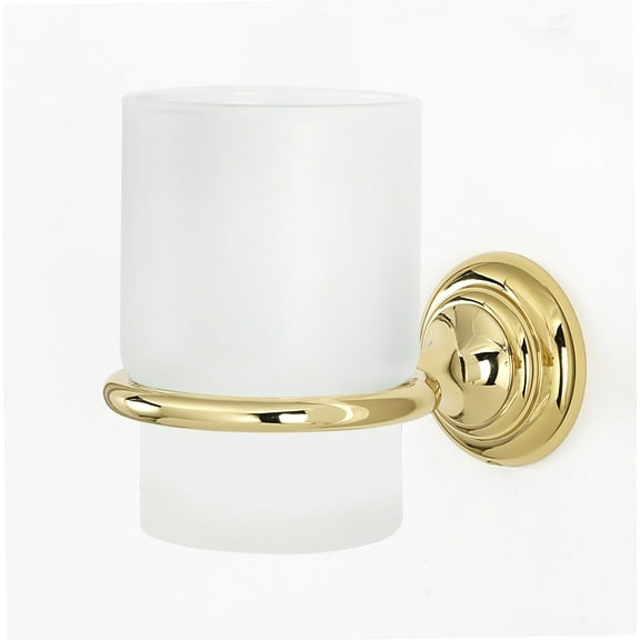Alno A6770 Charlie's Wall Mounted Frosted Glass Tumbler - Brass