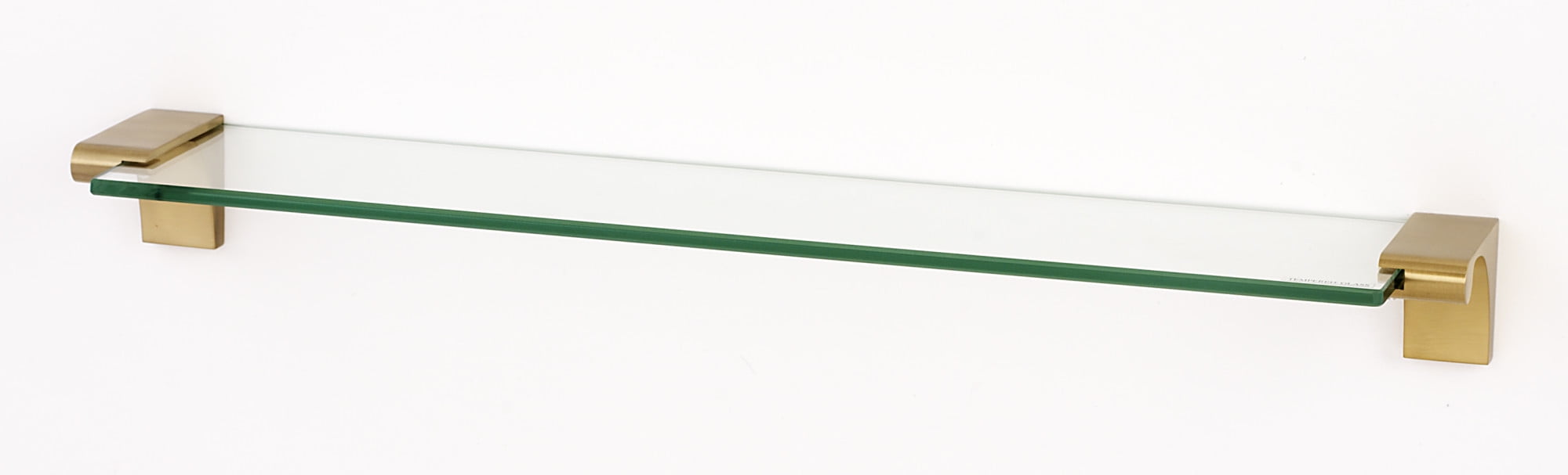 Elegant Luna 24" Satin Brass Wall-Mounted Glass Shelf