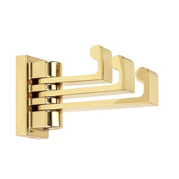 Alno A6885-PB/NL Luna 1" Wide Three Arm Pivoting Solid Brass Bathroom Robe / Towel Hook -