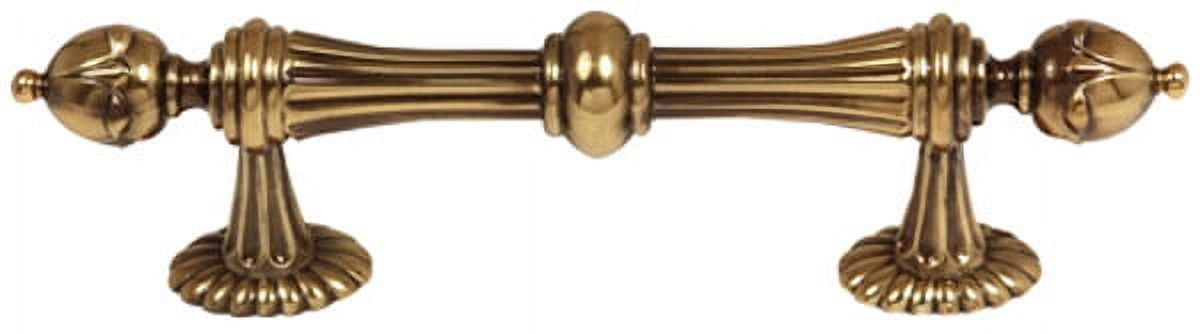 Polished Antique Brass Ornate 4'' Bar Pull Handle