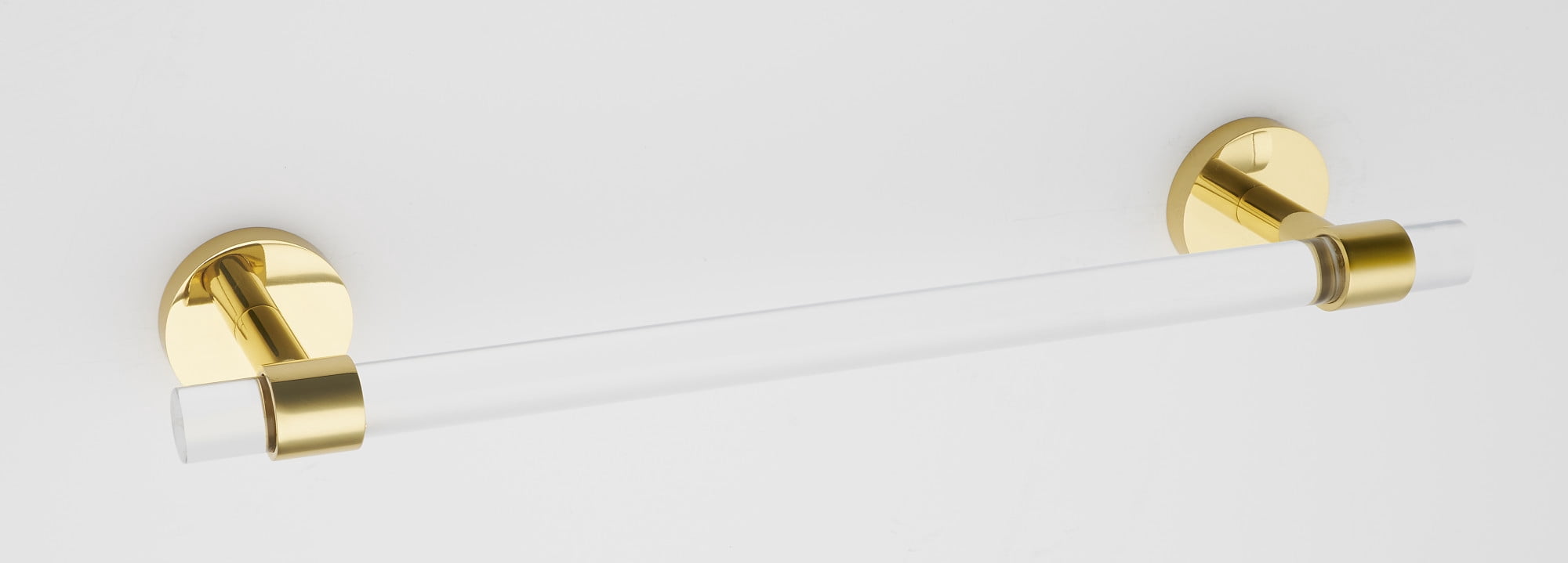 Alno Contemporary Acrylic Towel Bar - 18 Inch Wide, Brass Mounts, Concealed Installation
